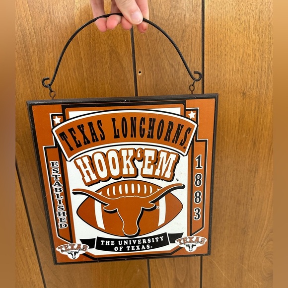 Other - Texas Longhorns orange and white Hanging Wooden Square Plaque